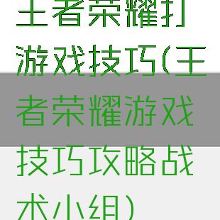 王者荣耀打游戏技巧(王者荣耀游戏技巧攻略战术小组)