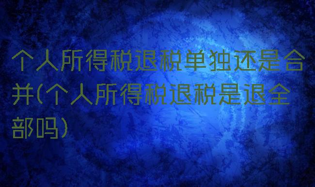 个人所得税退税单独还是合并(个人所得税退税是退全部吗)