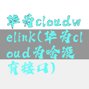 华为cloudwelink(华为cloud为啥没有接口)