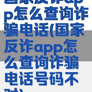 国家反诈app怎么查询诈骗电话(国家反诈app怎么查询诈骗电话号码不对)