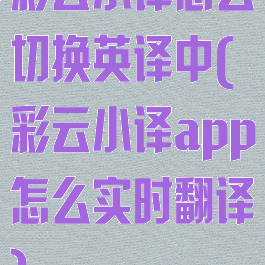 彩云小译怎么切换英译中(彩云小译app怎么实时翻译)