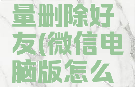 微信电脑端如何批量删除好友(微信电脑版怎么批量删好友)