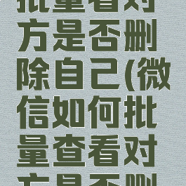 微信怎么批量看对方是否删除自己(微信如何批量查看对方是否删除自己)