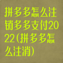 拼多多怎么注销多多支付2022(拼多多怎么注消)