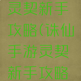 诛仙手游灵契新手攻略(诛仙手游灵契新手攻略大全)