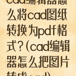 cad编辑器怎么将cad图纸转换为pdf格式?(cad编辑器怎么把图片转成cad)