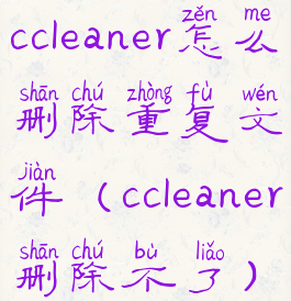 ccleaner怎么删除重复文件(ccleaner删除不了)