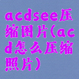 acdsee压缩图片(acd怎么压缩照片)