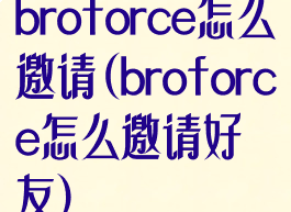 broforce怎么邀请(broforce怎么邀请好友)