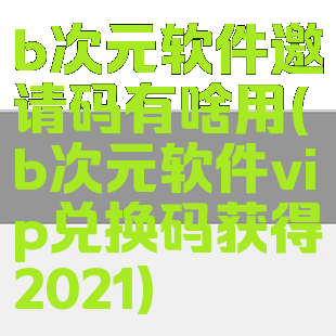 b次元软件邀请码有啥用(b次元软件vip兑换码获得2021)