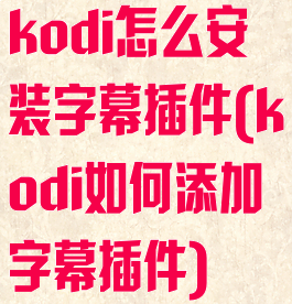 kodi怎么安装字幕插件(kodi如何添加字幕插件)