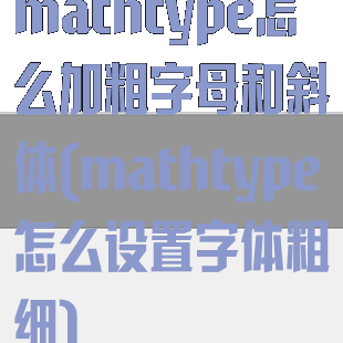 mathtype怎么加粗字母和斜体(mathtype怎么设置字体粗细)