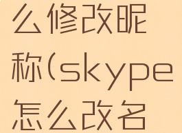 skype怎么修改昵称(skype怎么改名字)