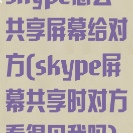 skype怎么共享屏幕给对方(skype屏幕共享时对方看得见我吗)
