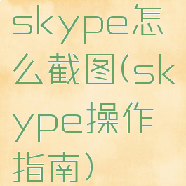 skype怎么截图(skype操作指南)