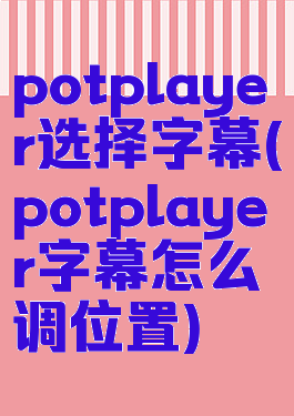 potplayer选择字幕(potplayer字幕怎么调位置)