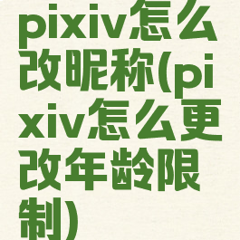 pixiv怎么改昵称(pixiv怎么更改年龄限制)