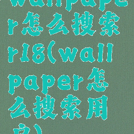 wallpaper怎么搜索r18(wallpaper怎么搜索用户)
