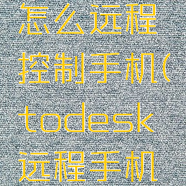 todesk怎么远程控制手机(todesk远程手机版)
