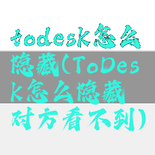 todesk怎么隐藏(ToDesk怎么隐藏对方看不到)