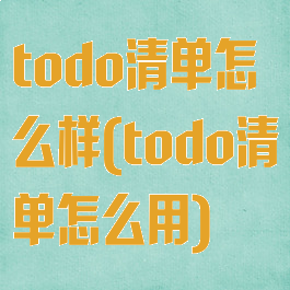 todo清单怎么样(todo清单怎么用)