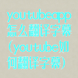 youtubeapp怎么翻译字幕(youtube如何翻译字幕)