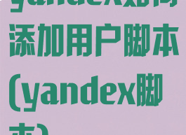 yandex如何添加用户脚本(yandex脚本)