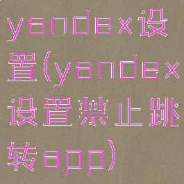 yandex设置(yandex设置禁止跳转app)